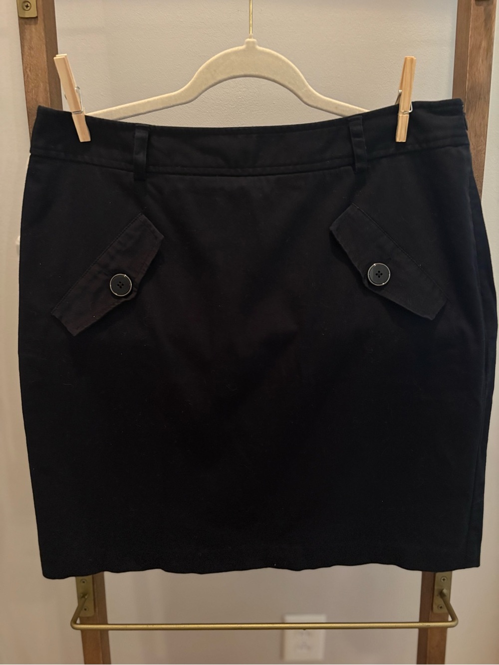 Dana Buchman Black Pencil Skirt with Button-Accent Flaps